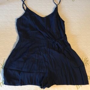 Navy Faux Wrap Romper